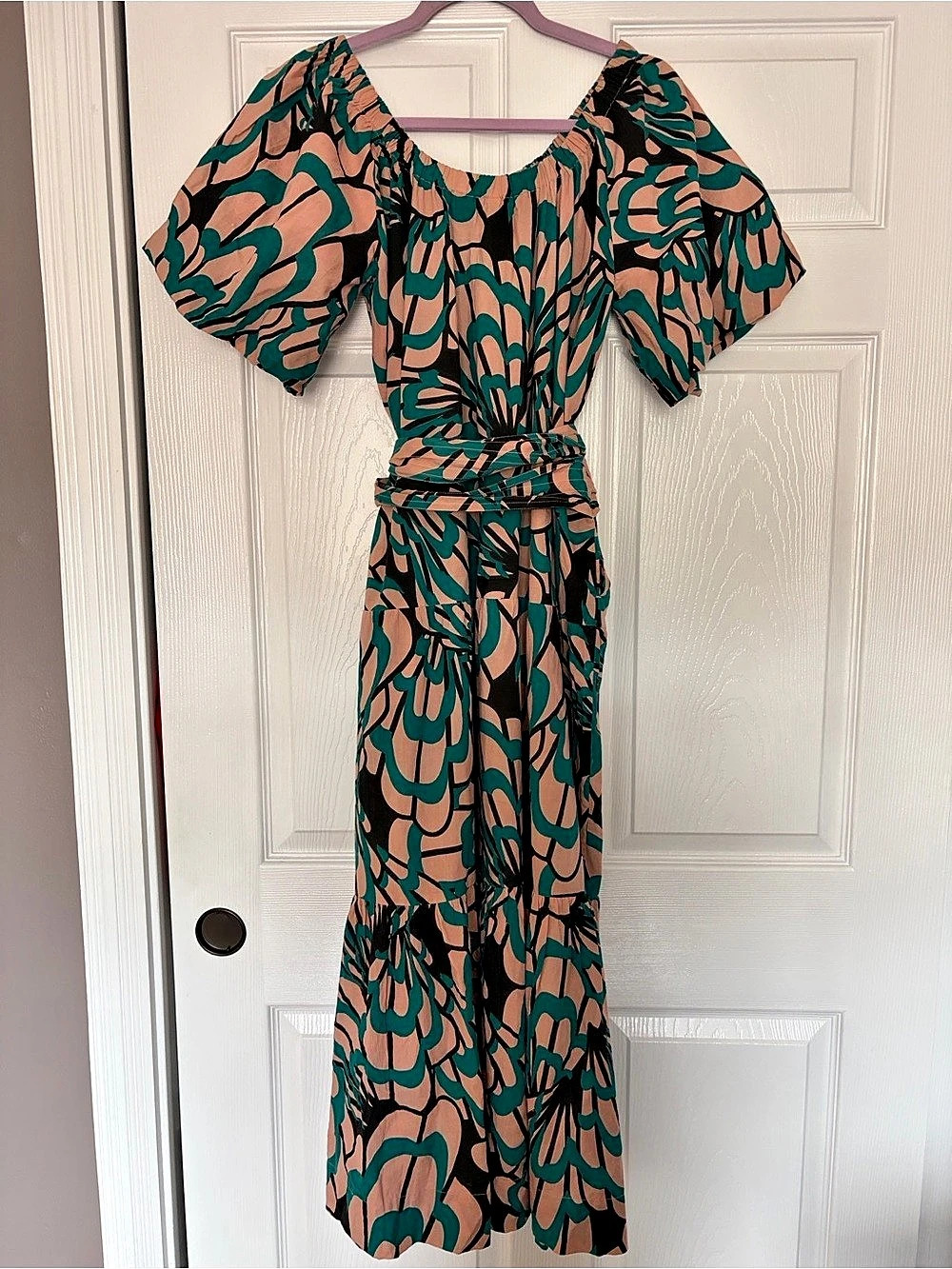 Anthropologie Mirth Capri Tie Abstract Print Cotton Maxi Dress Size Small - Picture 6 of 11